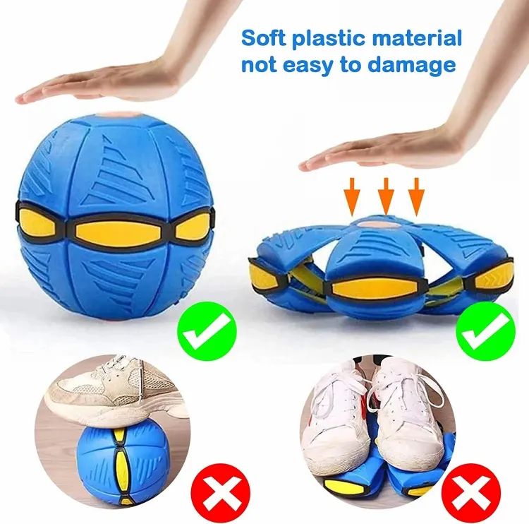 Magic Flying Saucer Ball Frisbee Deformation UFO Football Flat Throw Disc with 3LED Light Flying Toys Outdoor Garden Beach Game Toy